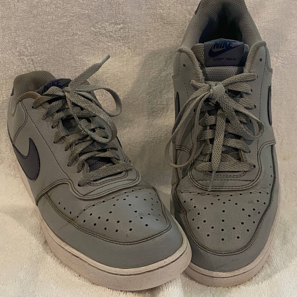 Nike Men's Gray and Black Court Vision Sneakers leather